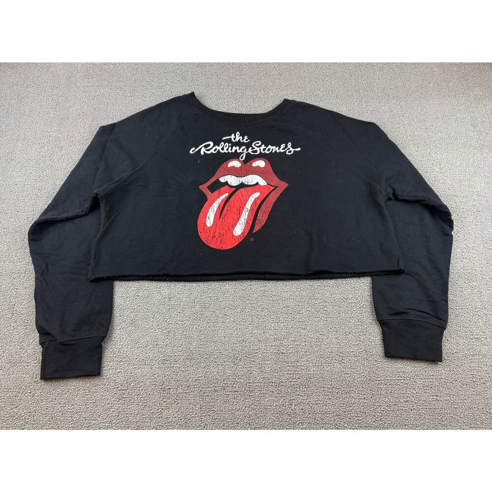 Bravado Large‎ The Rolling Stones Cropped Sweatshirt Black Red Lips Rock Shirt